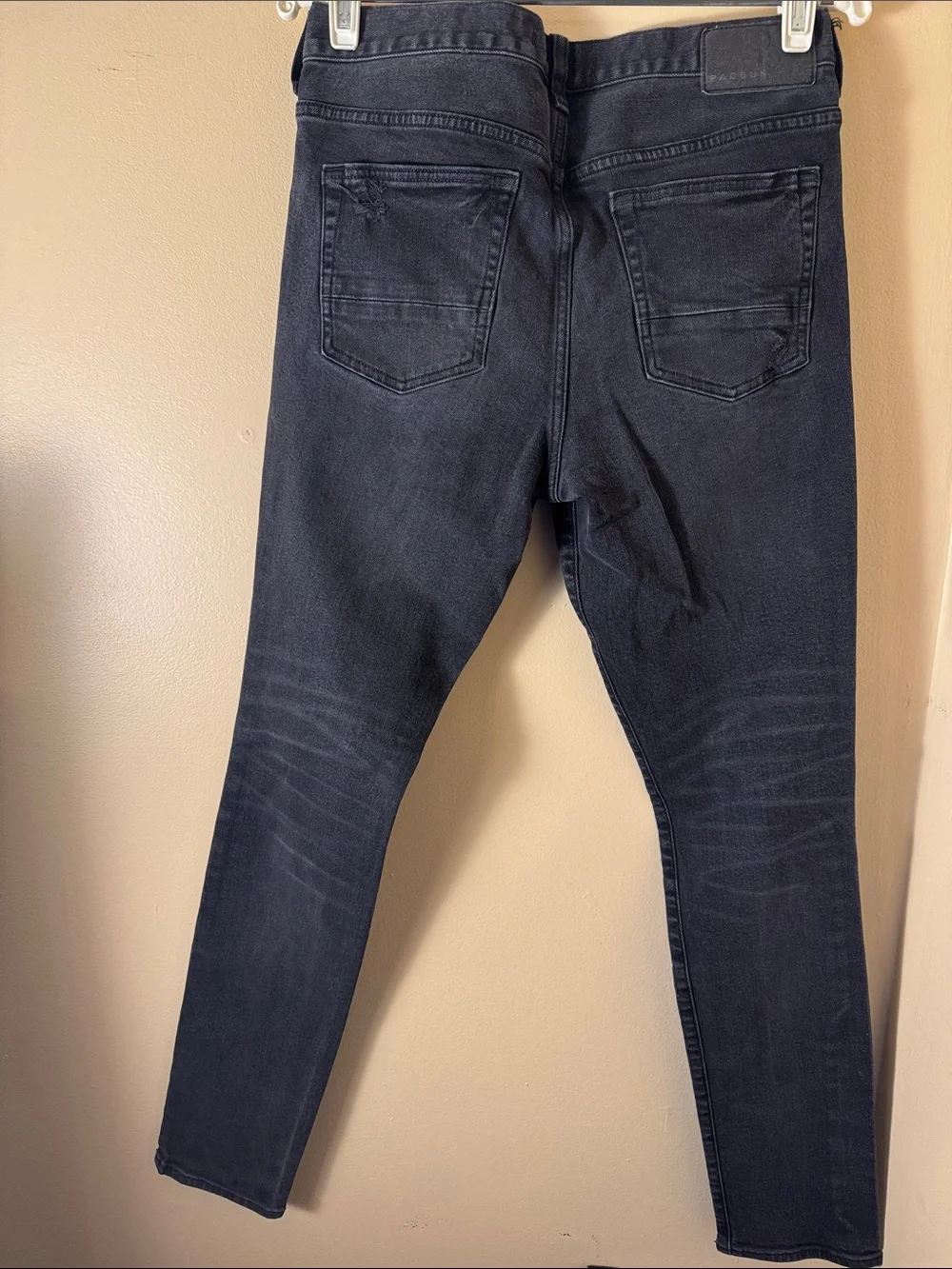 PacSun Men's Washed Black Skinny Jeans with Subtle Distress